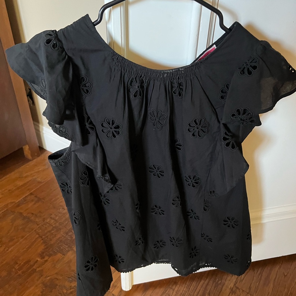Kate Spade Black Floral Eyelet Blouse